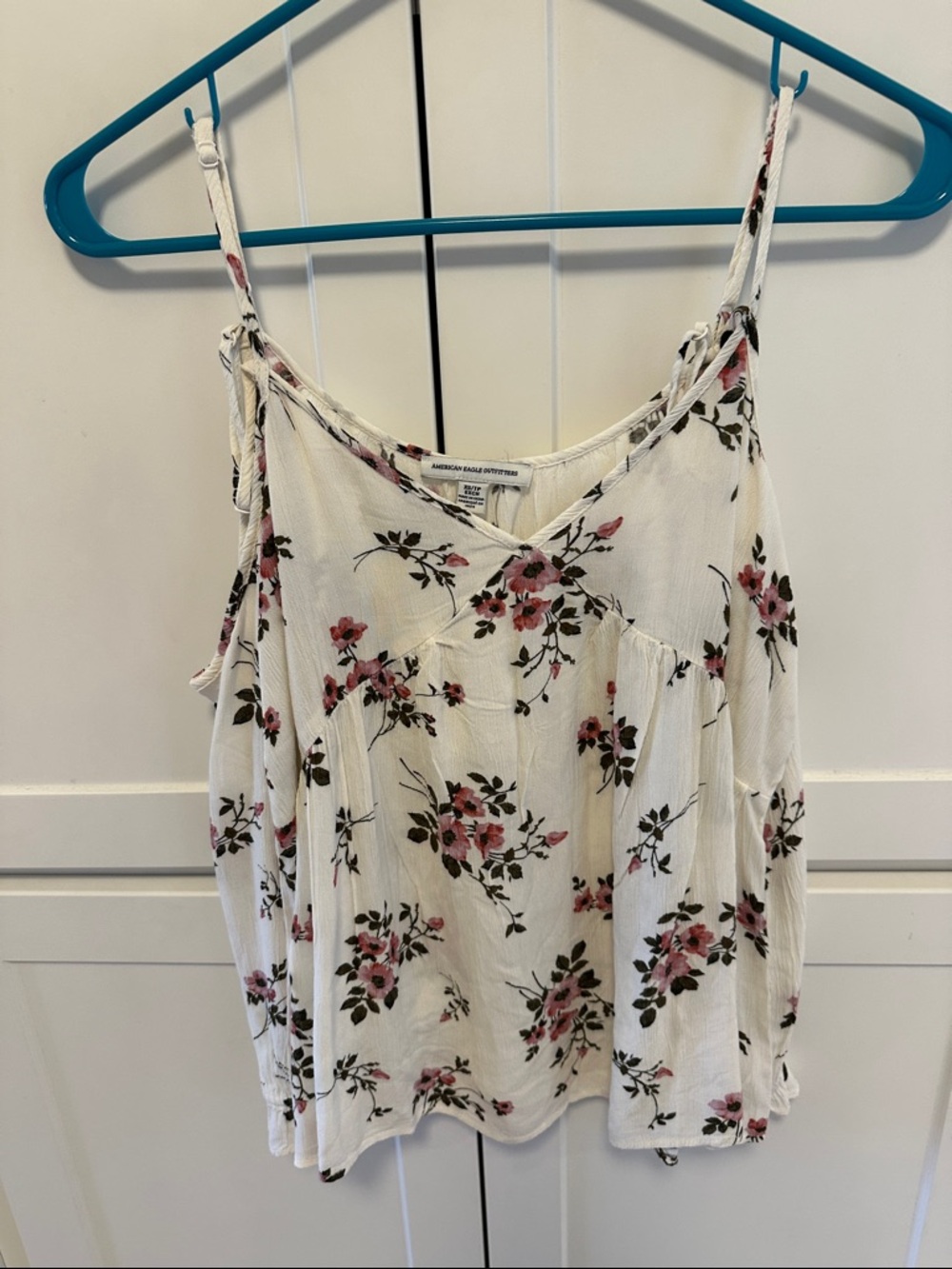 American Eagle Outfitters White Floral Spaghetti Strap Camisole